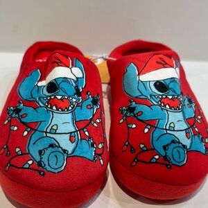NWT Disney STITCH Kids Soft House Slip on Santa Christmas Slippers.